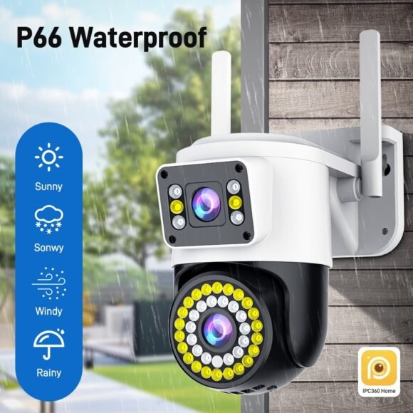 Caméra de surveillance binoculaire sans fil Wifi à vision nocturne et double écran