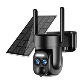 Caméra de surveillance solaire avec zoom 8x, Wi-Fi 4G et vision nocturne couleur.